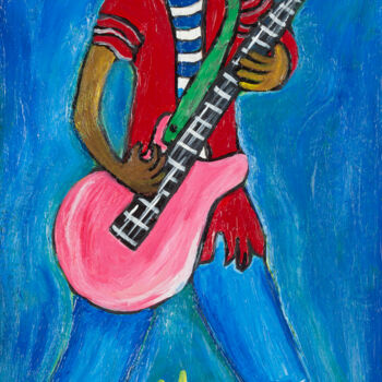 Painting titled "Le Guitariste" by Henri Wojcik, Original Artwork, Acrylic