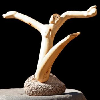 Скульптура под названием "La petite sirène" - Henri Degracia, Подлинное произведение искусства, Дерево
