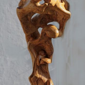 Sculpture titled "Fécondité" by Henri Degracia, Original Artwork, Wood