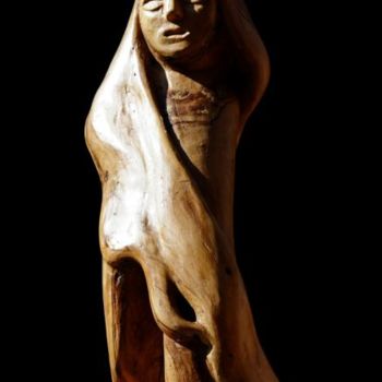 Sculpture titled "Douleur" by Henri Degracia, Original Artwork, Wood