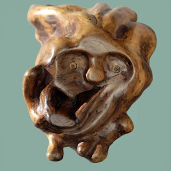 Skulptur mit dem Titel "Gargouille" von Henri Degracia, Original-Kunstwerk, Holz