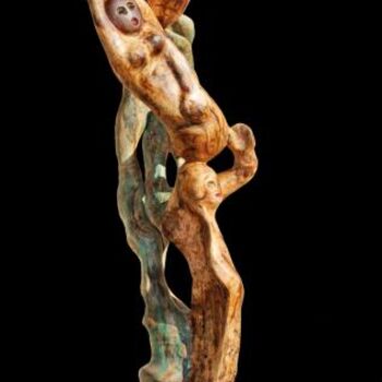 Sculpture titled "Le Bal des Sirènes I" by Henri Degracia, Original Artwork, Wood