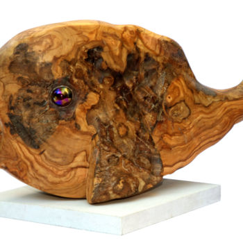 Sculpture titled "Le poisson" by Henri Degracia, Original Artwork, Wood