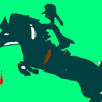 Digital Arts titled "Black Pony Jumping" by Henrietta, Original Artwork, Digital Painting