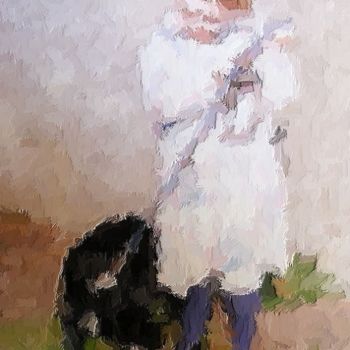 Photography titled "Girl With Dog" by Henrietta, Original Artwork