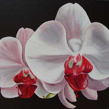 Painting titled "orchidées" by Henriette André, Original Artwork, Oil