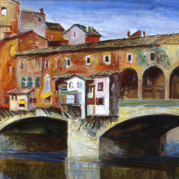 Painting titled "Florence. Ponte Vec…" by Henrikh Hechiporenko, Original Artwork, Oil
