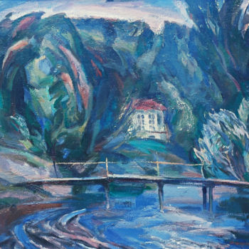 Painting titled "On the Snov-river" by Henrikh Hechiporenko, Original Artwork, Oil