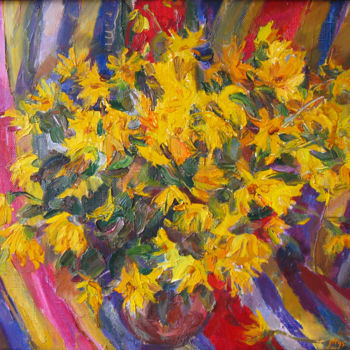 Pintura titulada "Yellow flower" por Henrikh Hechiporenko, Obra de arte original, Oleo