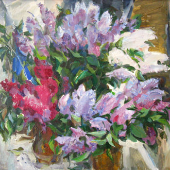 Painting titled "Lilac" by Henrikh Hechiporenko, Original Artwork, Oil