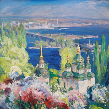 Painting titled "Vydubichi" by Henrikh Hechiporenko, Original Artwork, Oil