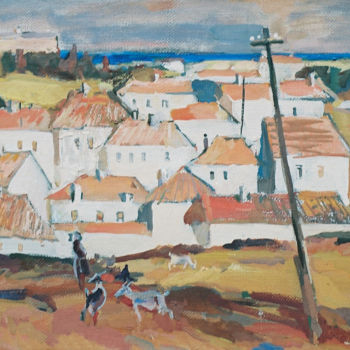 Painting titled "Outskirts of  Feodo…" by Henrikh Hechiporenko, Original Artwork, Tempera