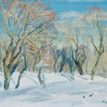 Painting titled "In March" by Henrikh Hechiporenko, Original Artwork, Oil