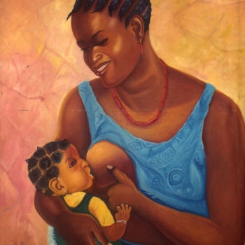 Peinture intitulée "akeem-mothercare.jpg" par Henri Moweta, Œuvre d'art originale