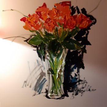 Schilderij getiteld "Rose" door Hen, Origineel Kunstwerk, Olie