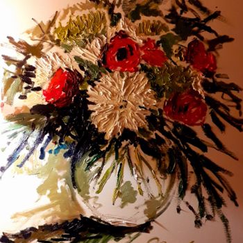 Картина под названием "Fleures 2" - Hen, Подлинное произведение искусства, Масло