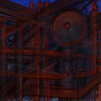 Digital Arts titled "Immeubles tortueux" by Henry Neu, Original Artwork, Digital Painting