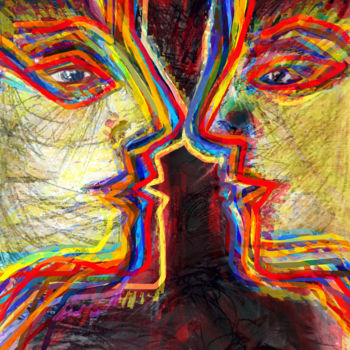 Digital Arts titled "Un face à face écle…" by Henry Neu, Original Artwork, Digital Painting