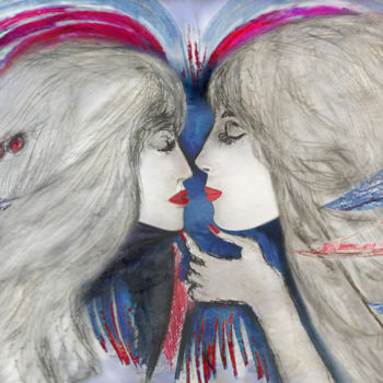 Artes digitais intitulada "Les amoureuses esqu…" por Henry Neu, Obras de arte originais, Trabalho Digital 2D