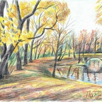 Schilderij getiteld "Осень в парке" door Dmitry Paukov, Origineel Kunstwerk, Olie
