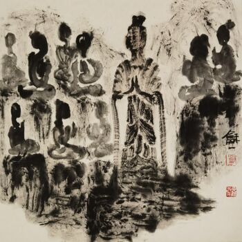Painting titled "佛像系列" by Heping Wang, Original Artwork, Ink