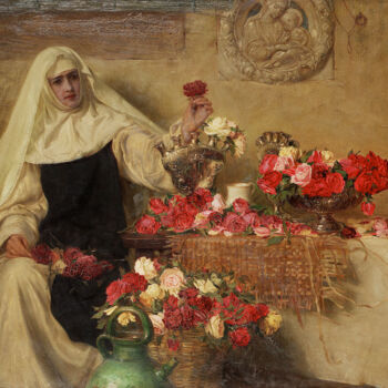Painting titled "For Saint Dorothea'…" by Herbert James Draper, Original Artwork, Oil