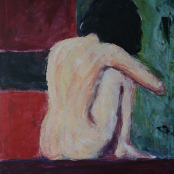 Schilderij getiteld "Sitting Nude (Homma…" door Herbert Ruf, Origineel Kunstwerk, Acryl