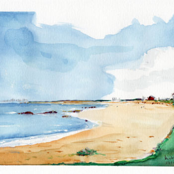 Schilderij getiteld "beaches / praias" door Hercules Megda, Origineel Kunstwerk, Aquarel