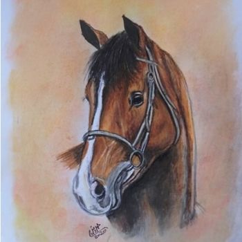 Painting titled "cheval" by Herizi, Original Artwork, Watercolor