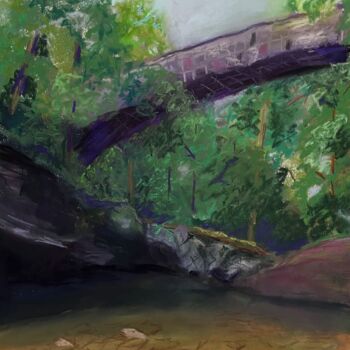 Drawing titled "Wissahicken Creek" by Herman Weinberg, Original Artwork, Pastel