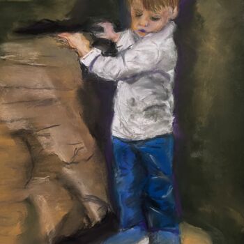 Schilderij getiteld "A long way down" door Herman Weinberg, Origineel Kunstwerk, Pastel