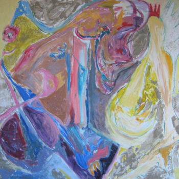 Peinture intitulée "light-angel-and-bac…" par Ana-Maria Dinescu, Œuvre d'art originale, Huile