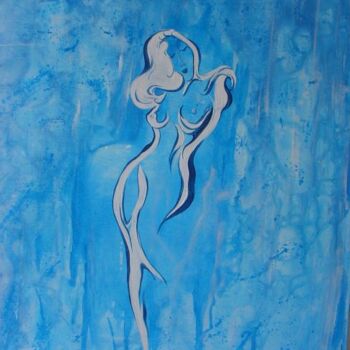 Painting titled "Nu Azul" by Herminia Verissimo, Original Artwork