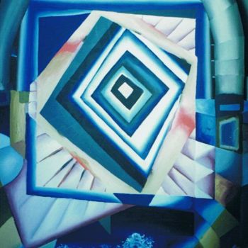 Painting titled "Azul 2" by Herminio Vital, Original Artwork, Oil