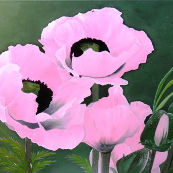 Pittura intitolato "Roze Klaprozen" da Herna Deleu, Opera d'arte originale, Acrilico
