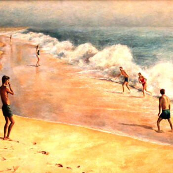 Painting titled "PLAYA DE FIGUEIRA D…" by Hernández Consuelo, Original Artwork, Oil