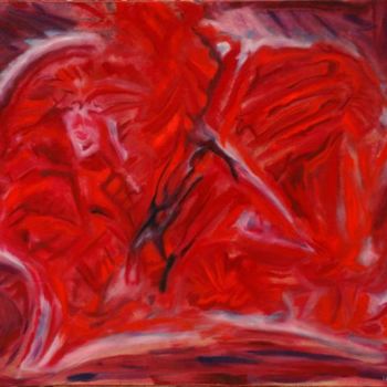 Painting titled "Rouge" by Martine Hernandez, Original Artwork, Oil