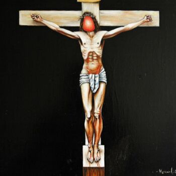Painting titled "jesucristo magritte" by Hernandiz, Original Artwork