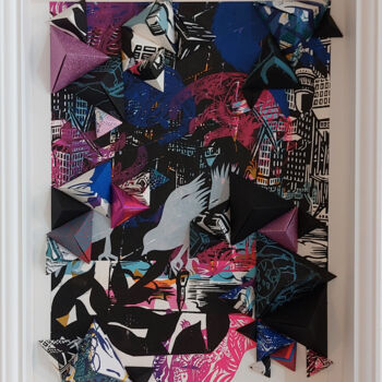 Картина под названием "Origami" - Herrero, Подлинное произведение искусства, Акрил Установлен на Деревянная рама для носилок