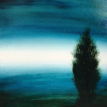 Painting titled "entre ciel et terre…" by Eric Herrmann, Original Artwork, Oil Mounted on Wood Stretcher frame