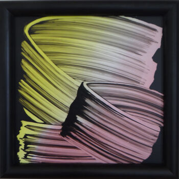 Painting titled "rose jaune" by Herve Bauve, Original Artwork, Acrylic Mounted on Plexiglass