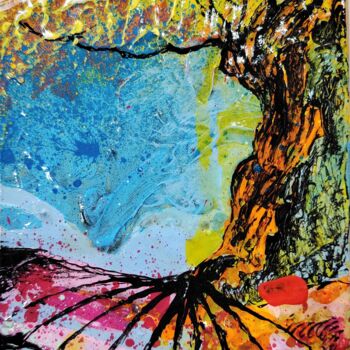 Painting titled "Etude sur les arbre…" by Hervé Fayolle, Original Artwork, Acrylic