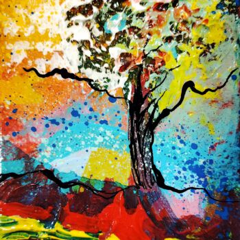 Malerei mit dem Titel "Etude sur les arbre…" von Hervé Fayolle, Original-Kunstwerk, Acryl