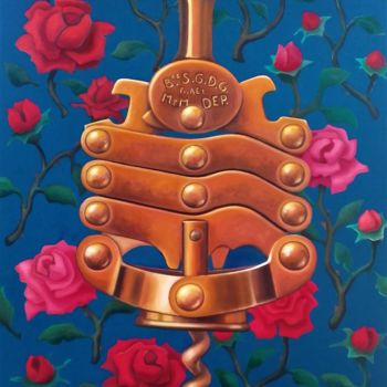 Peinture intitulée "ZIG ZAG sur roses" par Herve Fleury (RV), Œuvre d'art originale, Huile