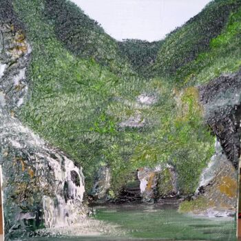 Painting titled "Cascade, gorge du T…" by Hervé François Aury (Harris Aurigan (alias)), Original Artwork, Oil