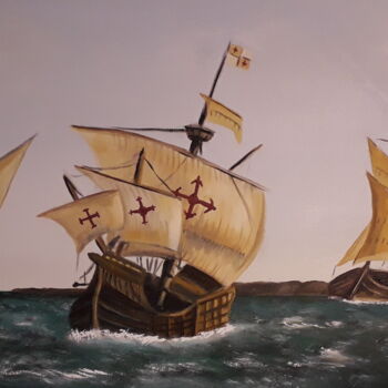 Painting titled "L'armada de Christo…" by Hervé François Aury (Harris Aurigan (alias)), Original Artwork, Oil