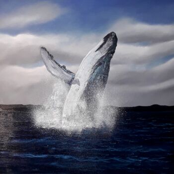 Peinture intitulée "baleine-a-bosses.jpg" par Hervé François Aury (Harris Aurigan (alias)), Œuvre d'art originale