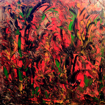 Картина под названием "RED" - Hervé Laurent, Подлинное произведение искусства, Масло