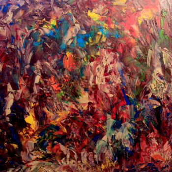 Painting titled "FLOWERS 2" by Hervé Laurent, Original Artwork, Oil