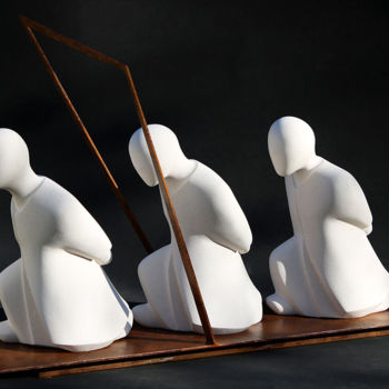 Sculpture intitulée "Les Errants" par Darlou, Œuvre d'art originale, Pierre